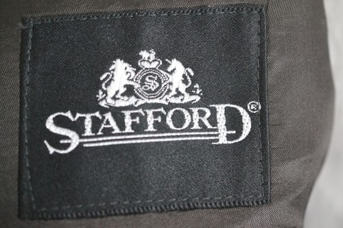 Stafford Mens Gray Wool Pinstripe Flat Front 2pc Suit 48R Jacket 41x27 Pant - Picture 8 of 12