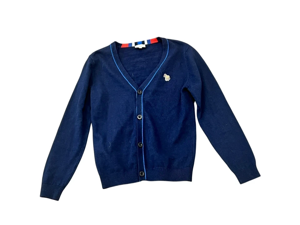 PAUL SMITH SUÉTER MASCULINO JÚNIOR AZUL CARDIGÃ ALGODÃO CASHMERE PULÔVER LOGOTIPO 8 - Imagem 2 de 4