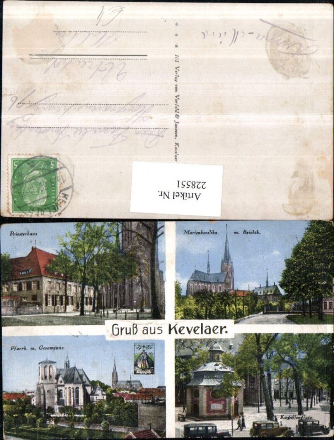 228551,Gruß aus Kevelaer Marienbasilika Kapellenplatz Priesterhaus Pfarrkirche M