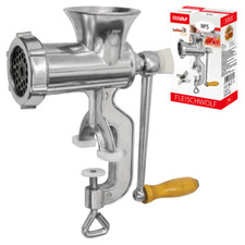 Fleischwolf manuell Zerkleinerer Nr.5 aus Aluminium Drehwolf Holzkurbel