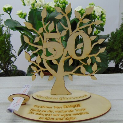 Golden Wedding Money Gift Personalised Voucher Tree of Life Number 50