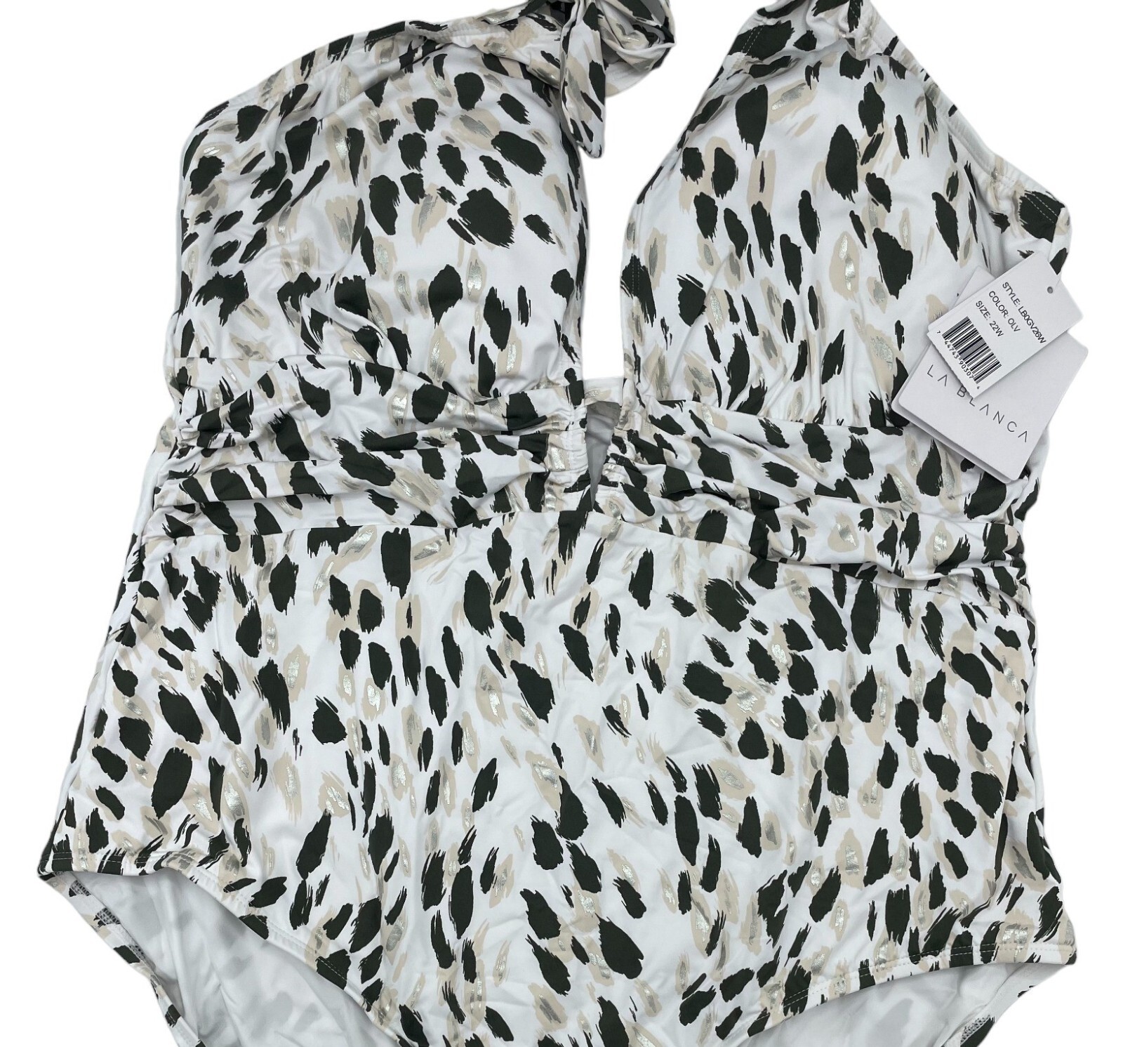 La Blanca Plunge Women's V Front Halter One Piece Swimsuit size 22