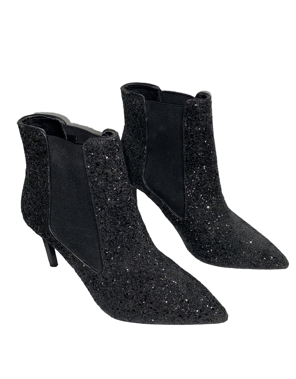 ZARA Boots Meteor Black Sparkly Glitter High Heel An… Gem