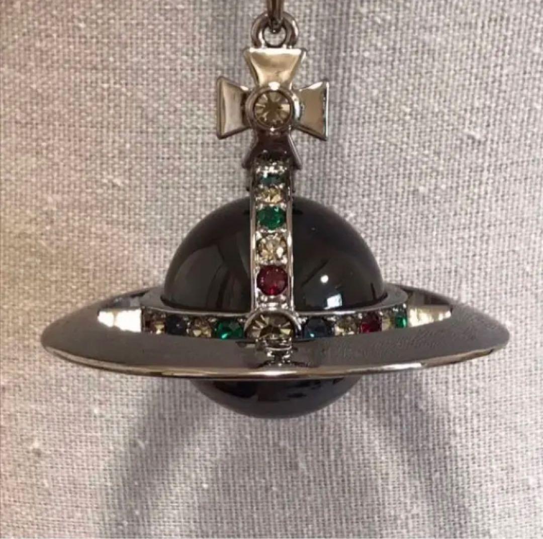 Vivienne Westwood Necklace Medium Orb Gunmetal x Black Top 6.5cm C Vivienne Westwood Necklace Medium Orb Gunmetal x Black Top 6.5cm C