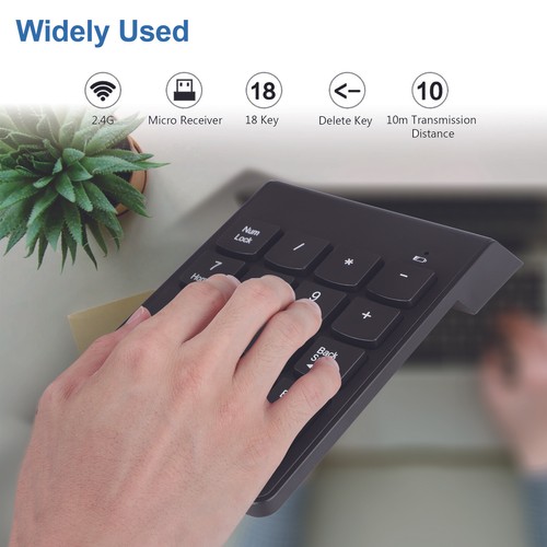 USB 2.4G Wireless Number Pad Numpad Numeric Keypad for Laptop Desktop PC 18Keys - Picture 3 of 9