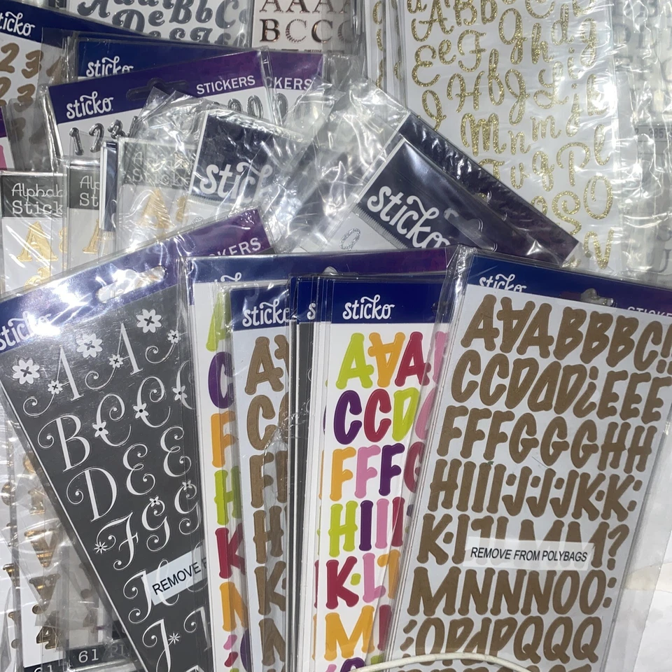 LOTE DE 10 HOJAS ALEATORIAS Sticko pegatinas álbumes de recortes manualidades letras A-Z número 0-9 Foto 2 de 4