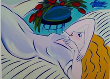 Lena Moross RECLINING WOMAN Limited Edition Serigraph Print 115/225 29 x 23