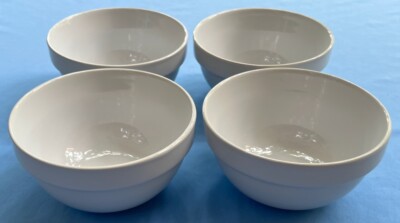 Set of FOUR Mainstays Stackable White Cereal Bowls