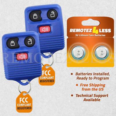 2 For 1999-2014 Ford E-150 E-250 E-350 Keyless Entry Remote Car Key Fob Blue 3b