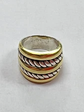 David Yurman SS / 18K 5 Row Wide Cable Band Ring Size 7.5 [055DUW]