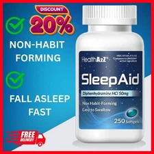 Sleep Aid, Diphenhydramine HCl 50mg, 250 Softgels, Supports Deeper Restful Sleep