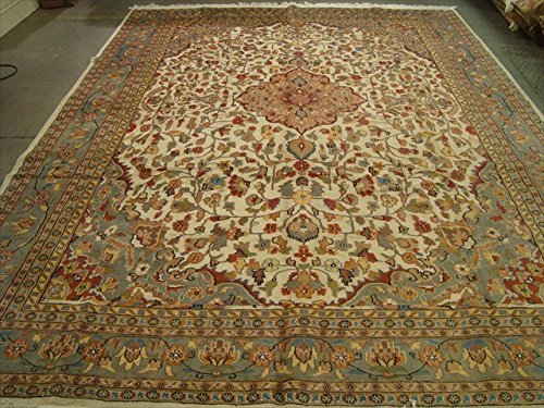 Alfombra de área flor pestal anudada a mano alfombra de seda de lana (12,1 x 9,2)'-Nueva - Imagen 1 de 9