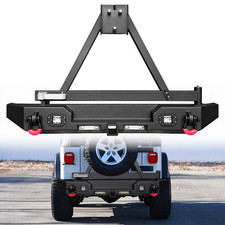 Vijay For 1997-2006 Jeep Wrangler Tj Black Rear Bumper W Tire Carrierlights