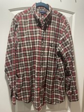 Land's End Men's Large Button-Down Long Sleeve Flannel Plaid Shirt