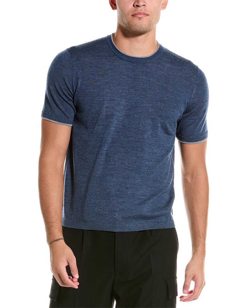 Bruno Magli Непринужденный шерстяной свитер с круглым вырезом Мужской Синий Xl 15590₽