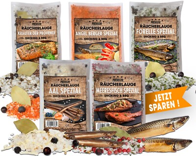 Angel Berger Räucherlauge 5 verschiedene Sorten Sparpack Räucherlake Fisch Rä...