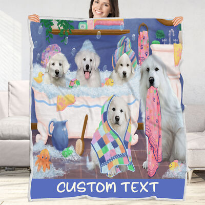 Great Pyrenee Dog Blanket Personalized Throw Woven Fleece Sherpa Many Design NWT