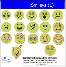 Embroidery Design Set - Smileys(1) - 17 Designs - 9 Formats - USB Stick
