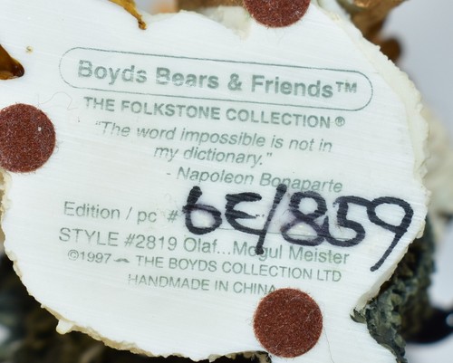 BOYDS BEARS #2819 OLAF....MOGUL MEISTER 1997 THE FOLKSTONE COLLECTION - Picture 6 of 6