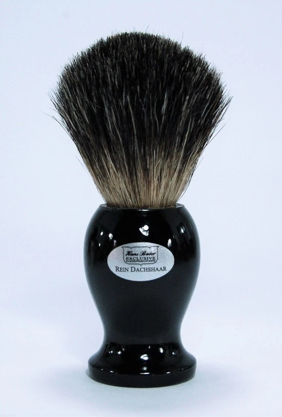 HANS BAIER eleganter Rasierpinsel echt Dachshaar 20 mm schwarz made in Germany
