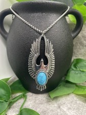 23 Silver-Tone Chain Necklace 3" Bird With Stone Pendant New Free Ship A3196