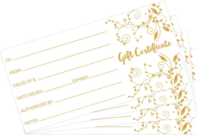 FANCY LAND Blank Gift Certificates 25pcs Gold Foil Certificate Cards with Envelopes for Bus