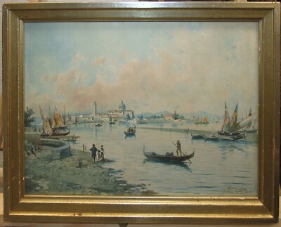 Adelchi de Grossi 19th Century WC of Venice Lagoon and San Pietro in Castello