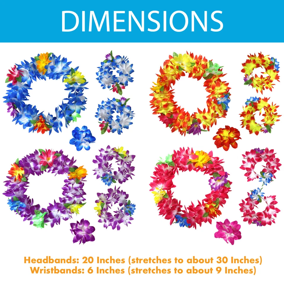 Juego de 16 piezas de diadema, pulsera y pinzas para el cabello Hawaiian Flower Leis fiesta Luau Foto 3 de 4