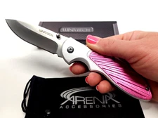 Pink Pocket Knife Spring Assisted Flipper Rescue Blade Ladies Girls Anniversary