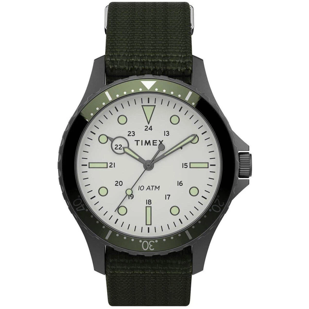 Timex Men s Watch Navi XL Quartz White Dial Green Fabric Strap