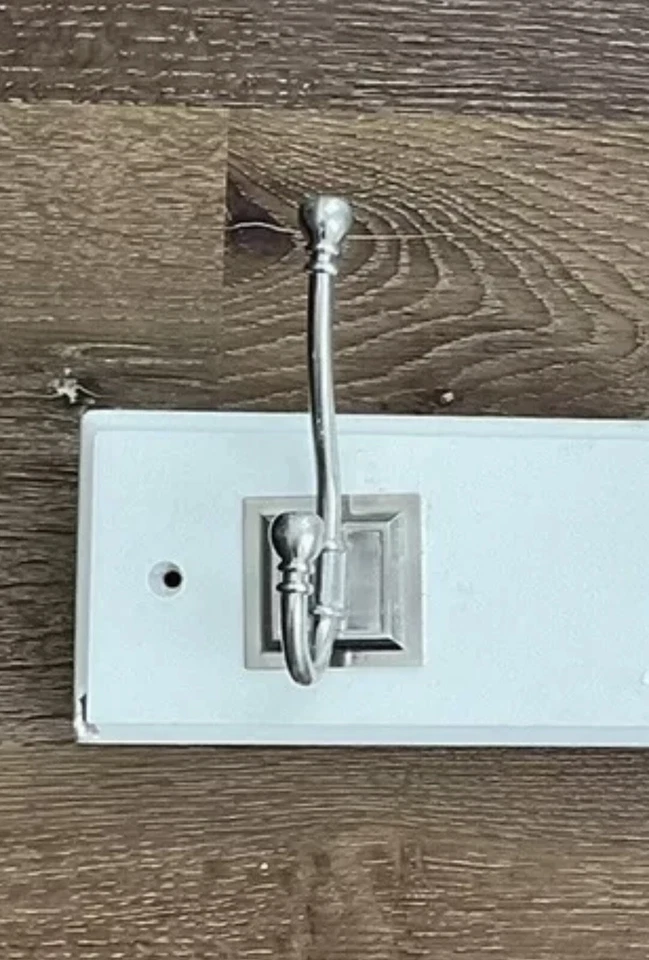 Perchero de madera blanca montado en la pared 3 ganchos para abrigos chaquetas ropa sombreros Foto 3 de 3