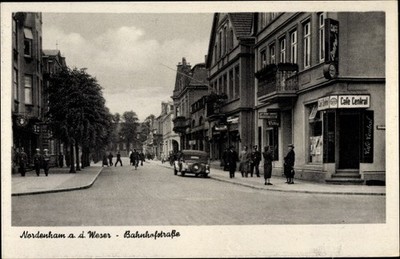 Ak Nordenham im Oldenburger Land, Bahnhofstraße mit Cafe Central,... - 3505367