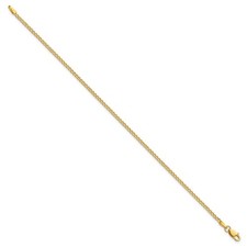 14K Yellow Gold Curb Chain Anklet, 1.85 mm