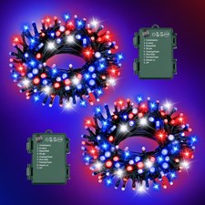 2 Pack 5M Red White Blue Lights String 4th of July Patriotic Party Decor Set