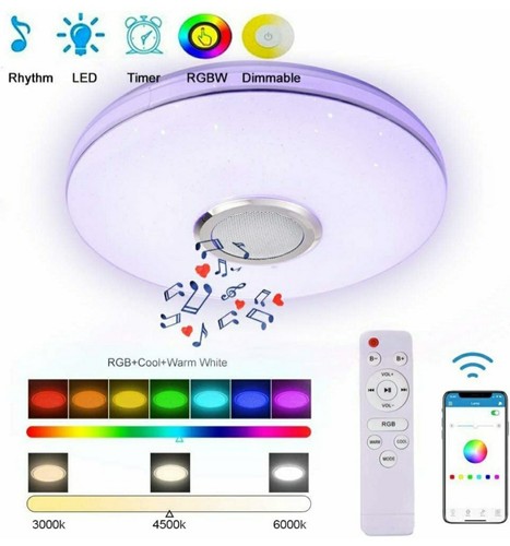 36W LED Music Ceiling Light with Bluetooth Speaker RGB LED Flush Mount Smartp... - Picture 3 of 3