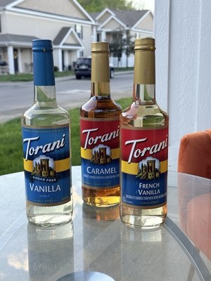Torani Coffee Syrup Variety Pack Vanilla Caramel French Vanilla 3 Pack 750ml