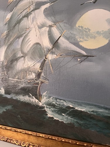 Maritimes traditionelles gerahmtes Ölgemälde von Clipper Schiffen auf etwa 24x24 - Bild 5 von 9