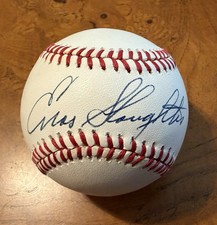 Enos Slaughter Autographed Baseball. Excellent, Bold, PSA Auth Free Ship