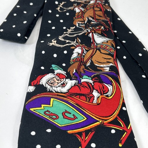 Andaloro Santa Reindeer Sleigh 80s 90s Retro Novelty Holiday Necktie Vintage - Picture 8 of 11