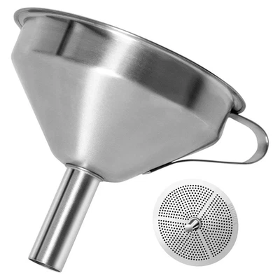 5" Food Grade Stainless Steel Kitchen Funnel W Strainer Filter For Transferring - Image 1 of 4