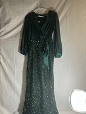 Women's Formal Dress Size Small Hunter Green With Satin Top And Sequin Bottom