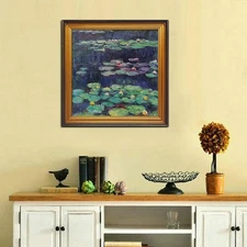 Black Gold Frame Art Claude Monet Water Lilies Hand Painted Oil Painting , 20x20