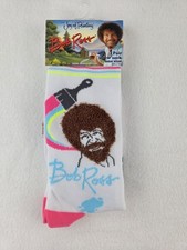 1 Pair Bob Ross The Joy Of Painting Novelty Socks -Unisex -Crew/Low Cut -New