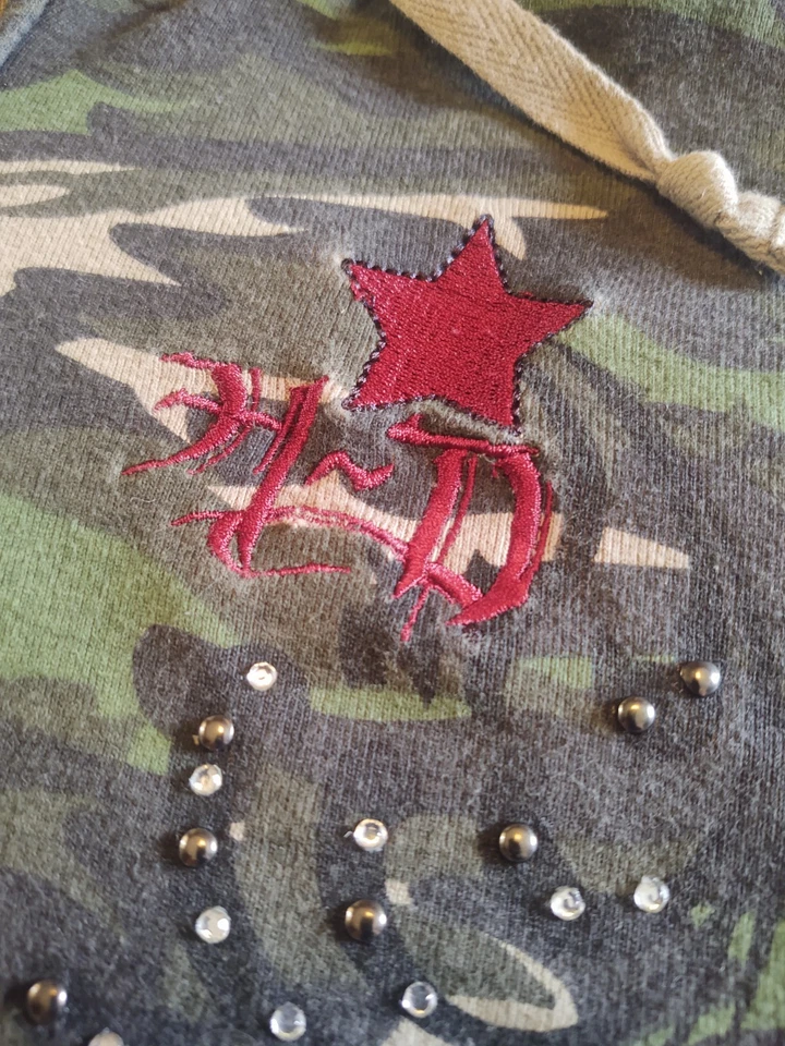 Sudadera con Capucha Harley Davidson Camuflaje Cremallera Completa Bordada Adornada Talla Mediana Foto 4 de 4