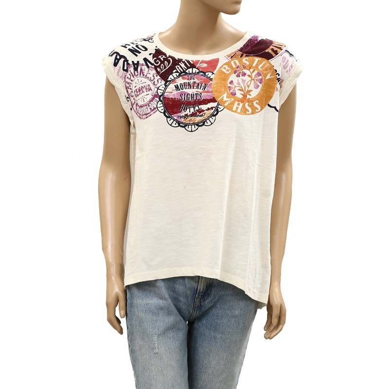 Maeve By Anthropologie Maeve Carey Muscle Tee Tunic Top Graphic Print XL 287765