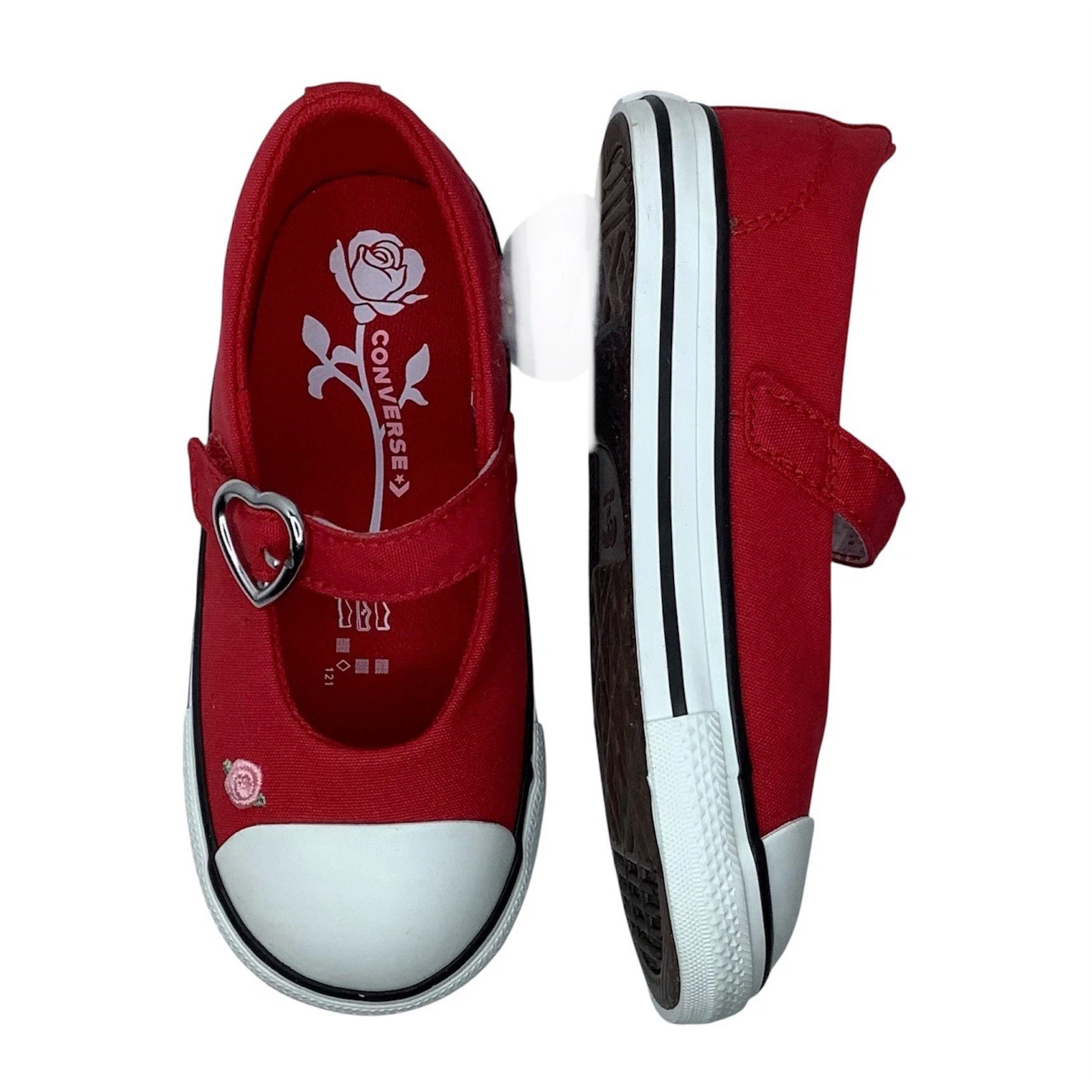 CONVERSE Nuovo! Scarpe Chuck Taylor All Star Dainty Mary Jane rosse in tessuto taglia 9M