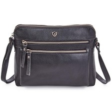 Leather Crossbody bags for Women Small Genuine Nappa Purse Multi Zip Pocket T...