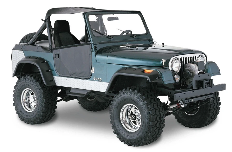 Bushwacker Front Rear Cut-Out Matte Black Fender Flares for 56-86 Jeep CJ Willys Foto 4 de 4