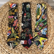 Vintage 1990's Nicole Miller Sports Graphic Print Neck Ties LOT of 3, 100 Silk