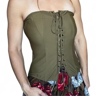 Out From Under Green Corset with Lace Up Front